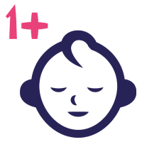 Icon: Kind mit der Zahl 1+ in der oberen, linken Ecke