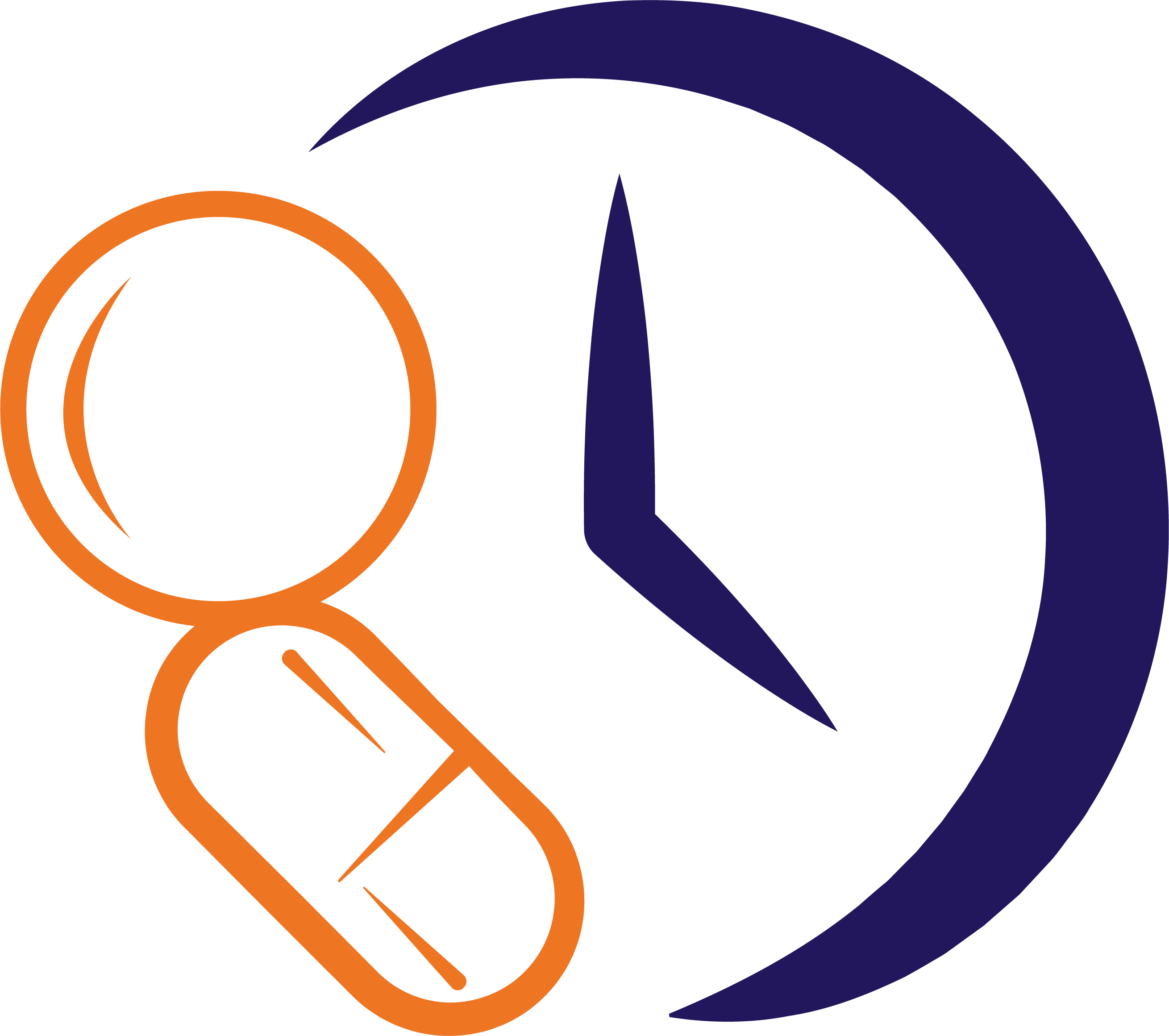 Icon: Uhr mit 2 Tabletten